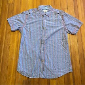 Vintage Italia blue and red short sleeved button up shirt